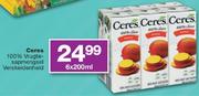 Ceres 100% Vrugte-Sapmengsel Verskeidenheid-6x200ml
