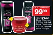 L'Oreal Elvive Shampoo 400ml & L'Oreal Elvive Conditioner 200ml & L'Oreal Elvive Masque 300ml