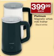 Platinum Black/White Magnetic Whisk Milk Frother-Each