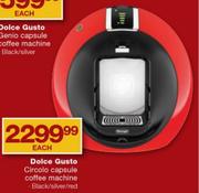 Dolce Gusto Black/Silver/Red Circolo Capsule Coffee Machine-Each