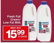 House Brand Fresh Full Cream/Low Fat Milk-2l Each