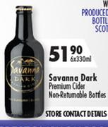 Savanna Dark Premium Cider Non-Retumable Bottles-6x330ml