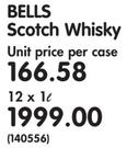 Bells Scotch Whisky-12 x 1Ltr