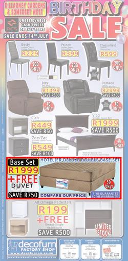 Decofurn Cape Town : Birthday Sale (Valid until 14 Jul 2014), page 1