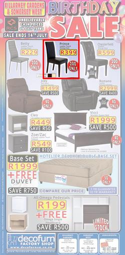 Decofurn Cape Town : Birthday Sale (Valid until 14 Jul 2014), page 1