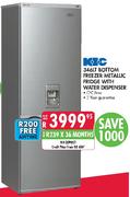 KIC Bottom Freezer Metallic Fridge With Water Dispenser-346LT