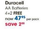 Duracell Plus AA Batteries 4+2 Free-Per Pack