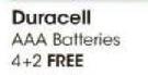 Duracell Plus AAA Batteries 4+2 Free-Per Pack