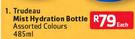 Trudeau Mist Hydration Bottle Assorted Colours-485ml Each