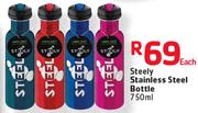Steely Stainless Steel Bottle-750ml Each