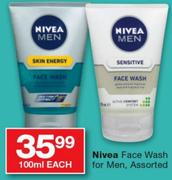 Nivea Face Wash For Men Assorted-100Ml Each