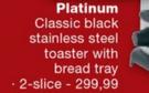 Platinum 2-Slice Classic Black Stainless Steel Toaster With Bread Tray