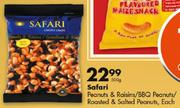 Safari Peanuts & Raisins/BBQ Peanuts/Roasted & Salted Peanuts-500gm Each