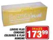 Lovers Plus Condoms Coloured & Flav Hanging-24 x 3's