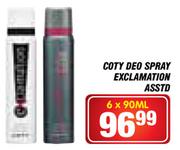 Coty Deo Spray Exclamation Asstd-6 x 90ml