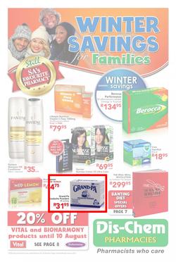 Dischem : Winter Savings (Valid until 10 Aug 2014), page 1