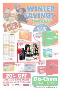 Dischem : Winter Savings (Valid until 10 Aug 2014), page 1
