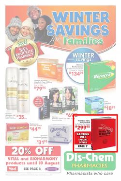 Dischem : Winter Savings (Valid until 10 Aug 2014), page 1