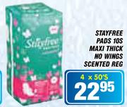 Stayfree Pads10s Maxi Thick No Wings Scented Reg-4x50's