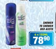 Shower To Shower Deo Asstd-6x150ml