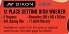 Dixon 12 Place Setting Dish Washer DDW12W