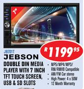 Jebson Double Din Media Player With 7" TFT Touch Screen, USB & SD Slots JB701T