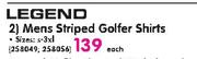 Legend Mens Striped Golfer Shirts-Each