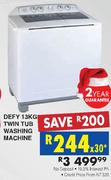 Defy 13Kg Twin Tub Washing Machine