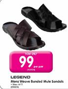 Legend Mens Weave Banded Mule Sandals (Sizes: 6-11)-Per Pair