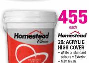 Homestead 20Ltr Acrylic High Cover-Each