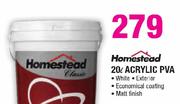 Homestead 20Ltr Acrylic PVA-Each