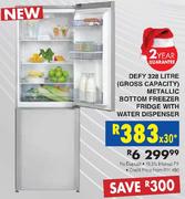 Defy 328 Litre Metallic Bottom Freezer Fridge With Water Dispenser