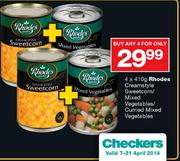 Rhodes Creamstyle Sweetcorn/Mixed Vegetables/Curried Mixed Vegetables - 4X410g
