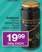 Goldcrest Olives Black/Green Sliced/Black & White - 340g Each