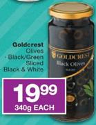 Goldcrest Olives Black/Green Sliced Black & White-340g Each