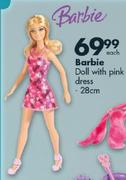 Barbie Doll With Pink Dress-28Cm Each