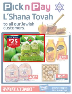 Pick N Pay : L'Shana Tovah (21 Aug - 15 Sep 2013), page 1