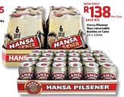 Hansa Pilsenser Non-Returnable Bottles or Cans-24 x 330ml Per Case