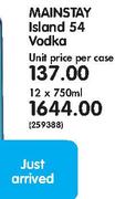 Mainstay Island 54 Vodka-12x750ml