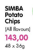 Simba Potato Chips(All Flavours)-48 x 36gm