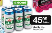 Castle Lite Beer Cans-6x440ml