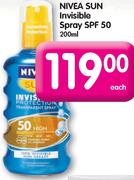 Nivea Sun Invisible Spray SPF 50-200Ml Each