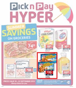 Pick N Pay Hyper Western Cape : Summer Savings On Groceries (10 Sep - 22 Sep 2013), page 1