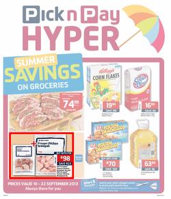 Pick N Pay Hyper Western Cape : Summer Savings On Groceries (10 Sep - 22 Sep 2013), page 1