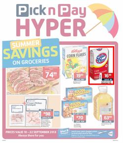 Pick N Pay Hyper Western Cape : Summer Savings On Groceries (10 Sep - 22 Sep 2013), page 1