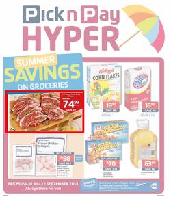 Pick N Pay Hyper Western Cape : Summer Savings On Groceries (10 Sep - 22 Sep 2013), page 1