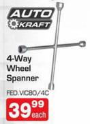 Auto Kraft 4-Way Wheel Spanner(FED.VCBO/4C)-Each