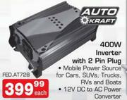 Auto Kraft 400W Inverter With 2 Pin Plug(FED.AT728)-Each