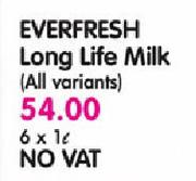 Everfresh Long Life Milk(All variants)-6x1L