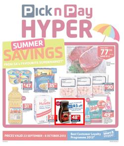 Pick N Pay Hyper Gauteng : Summer Savings From SA's Favourite Supermarket*(23 Sep - 6 Oct 2013), page 1